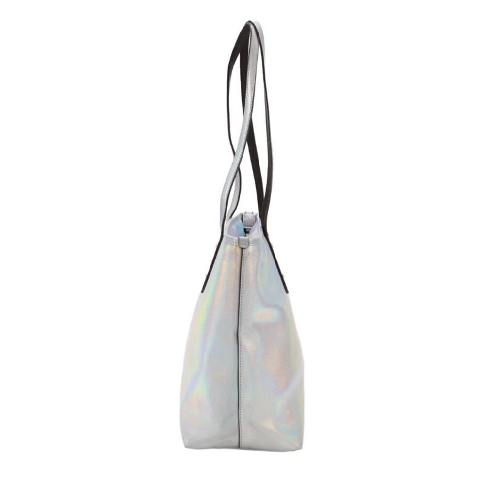 Coach Womens Leather Metallic Top Handle Tote Handbag Silver - Picture 3 of 11